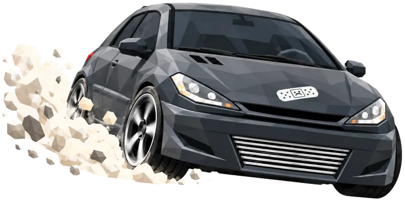 A Phoenix, o Peugeot 206 do Thizzy, saindo de lado e levantando poeira