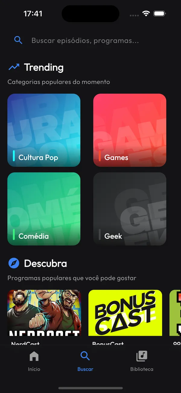 Tela do PodDex